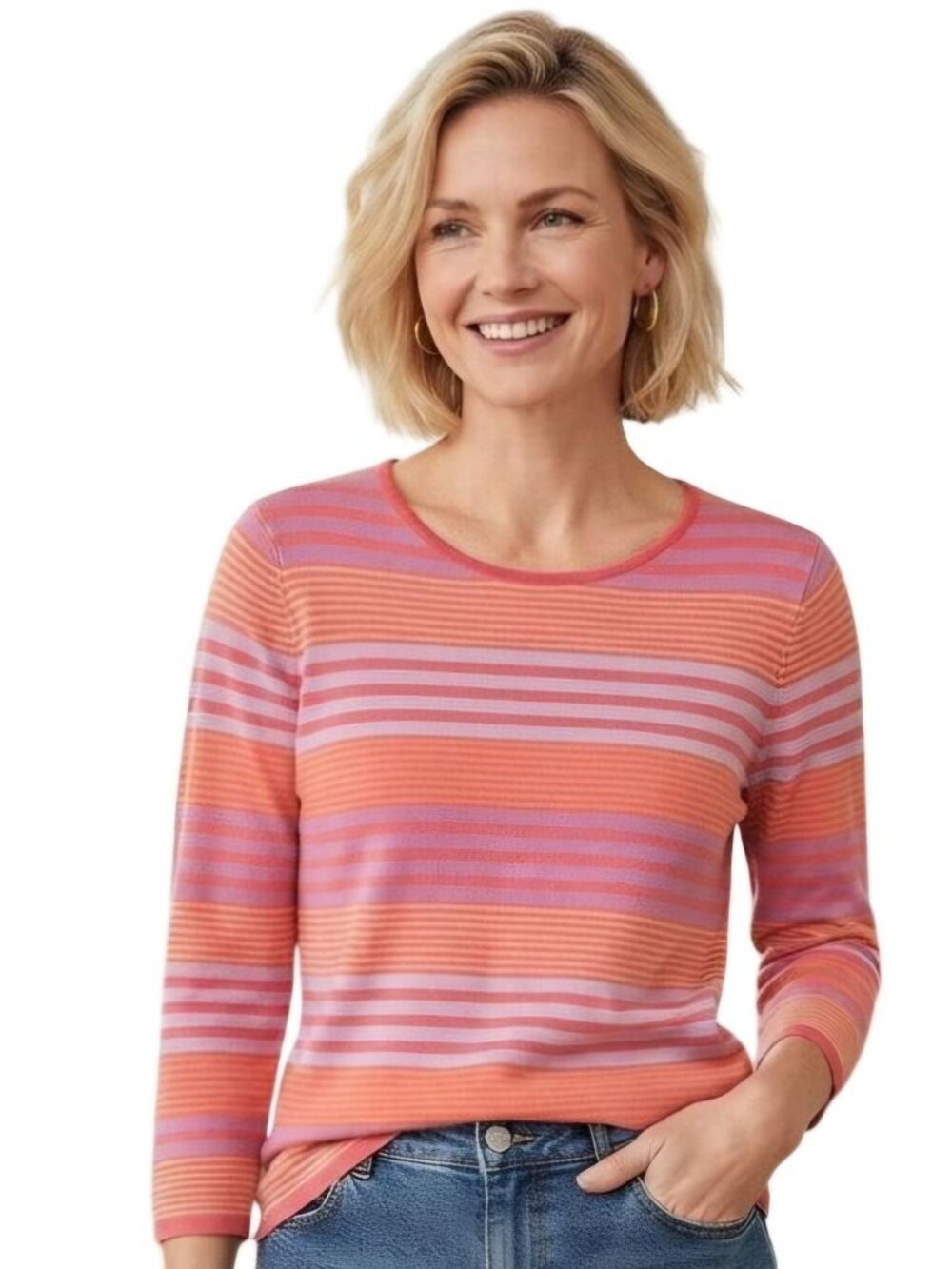 Mansted Danish Knit Multicolor Striped Pullover Sweater Cotton Blend Size S